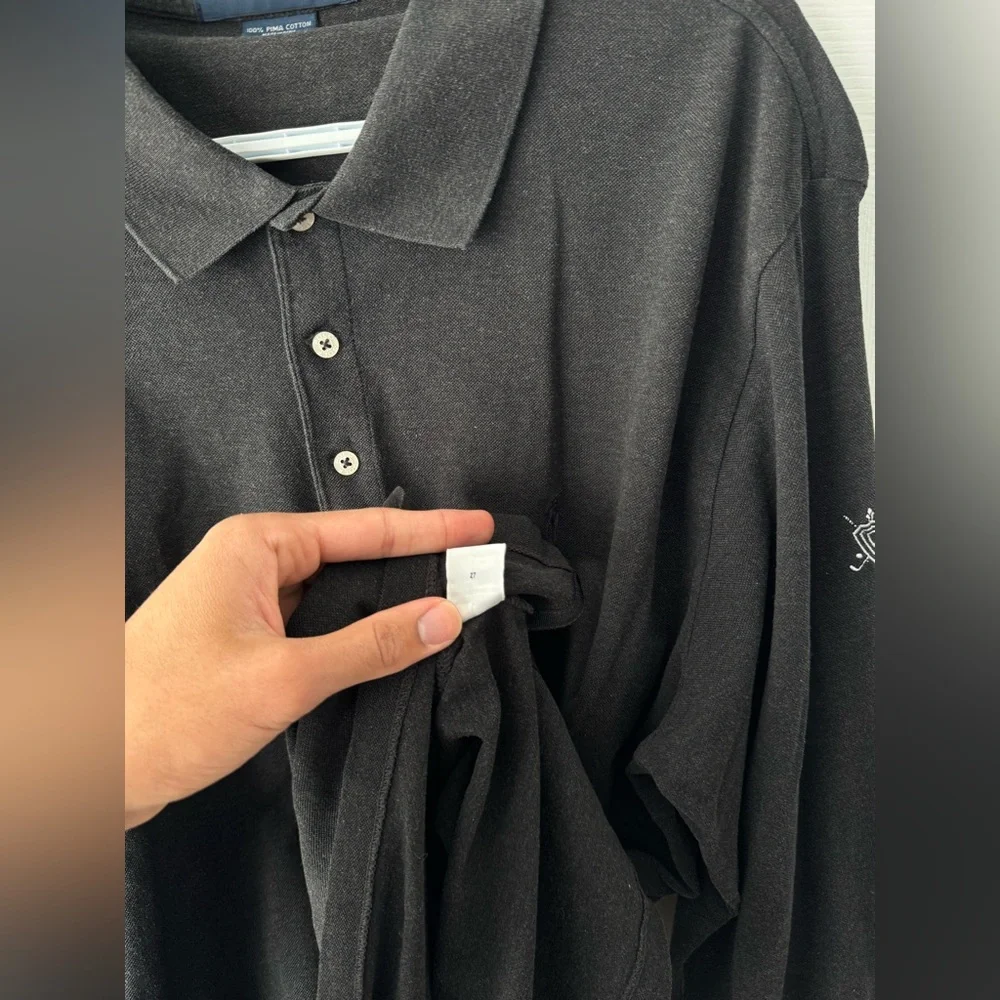 Polo Golf Ralph Lauren Dark Grey Long Sleeve Polo XL Pima Cotton Peru